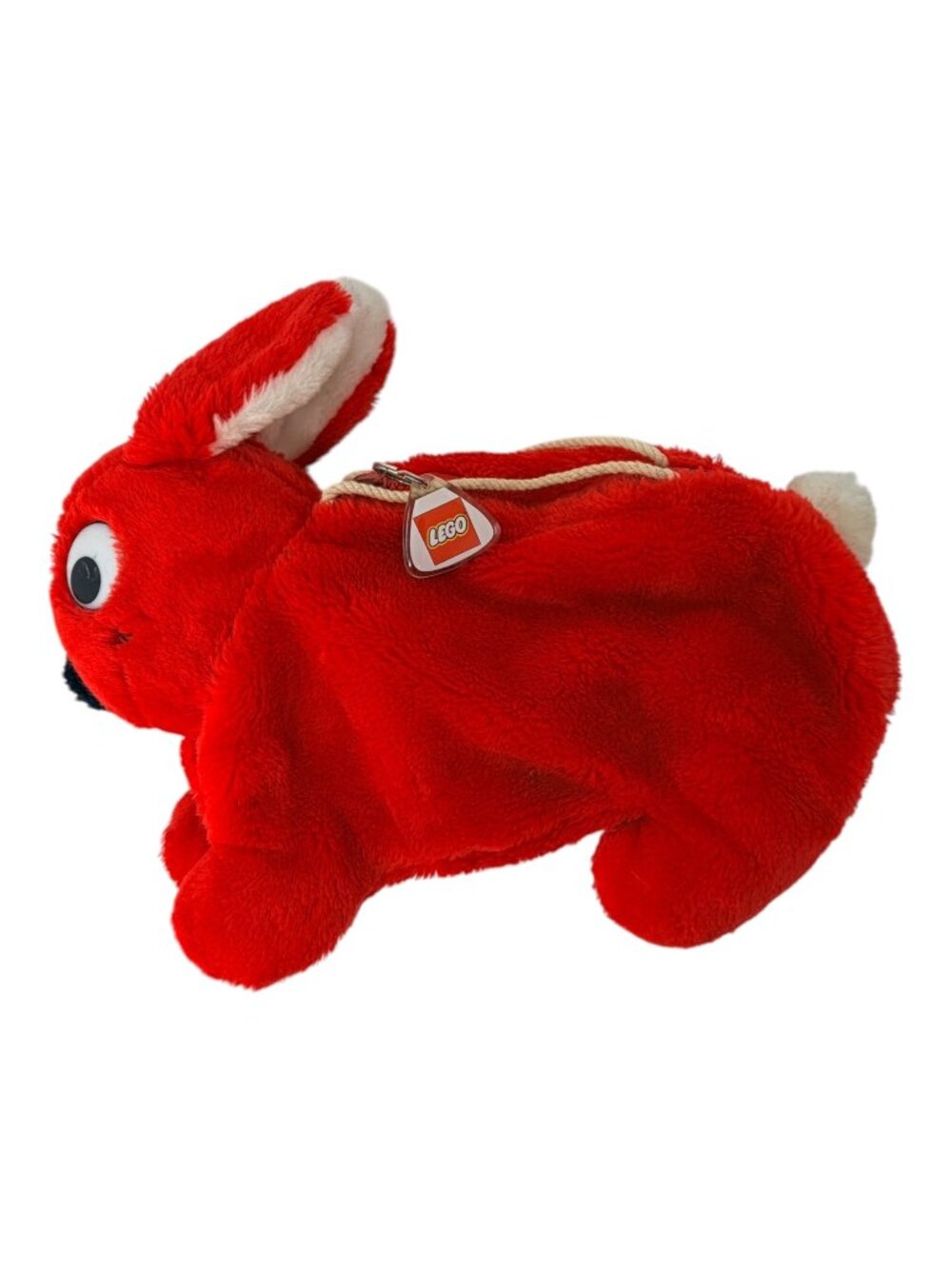 Vintage LEGO Duplo Red Plush Rabbit Purse Storage 1984 Zip Bag Bunny Bag Zipper